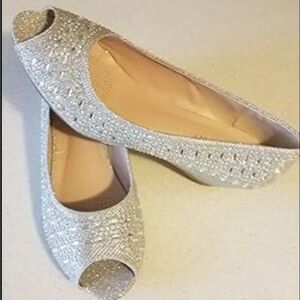 DAVID BRIDAL LOW WEDGE PEEP-TOES WITH CRYSTALS  WOMEN'S SHOE